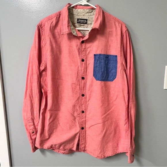 Modern Amusement Other - modern amusement shirt mens size large pink blue pocket cotton linen